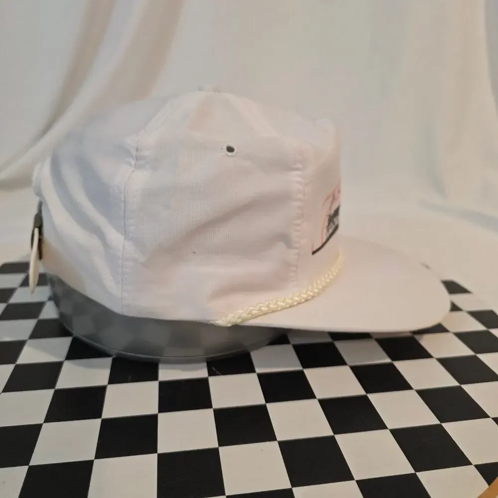 Vintage 90s Los Alamitos Race Course Horse Racing White Rope Strapback Hat - Picture 4 of 6